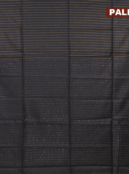 Semi tussar saree black with allover zari woven stripes pattern and sequin work pallu & embroidery work blouse