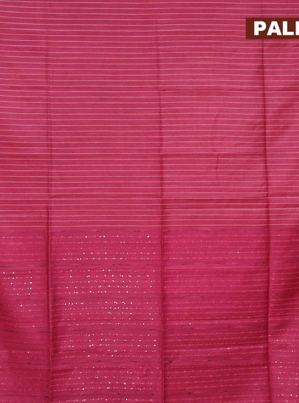 Semi tussar saree magenta pink with allover thread weaves and sequin work pallu & embroidery work blouse