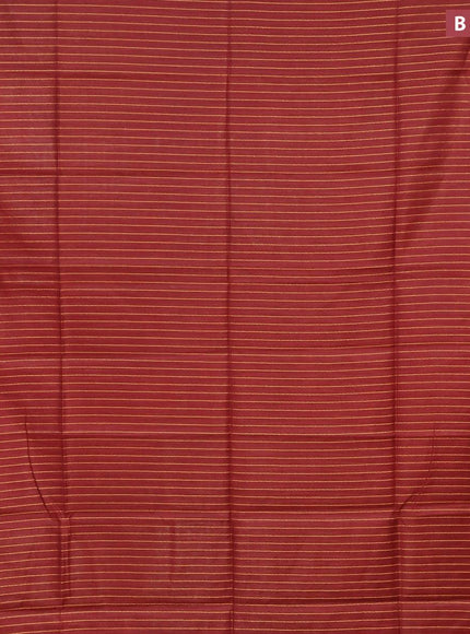 Semi tussar saree maroon with allover zari woven stripes pattern and zari woven border & embroidery work blouse