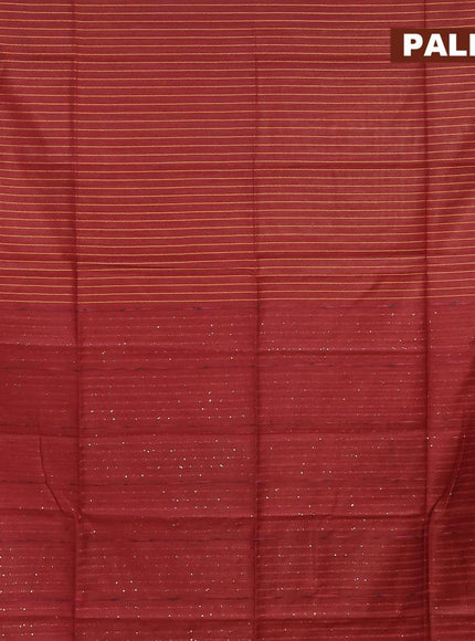 Semi tussar saree maroon with allover zari woven stripes pattern and zari woven border & embroidery work blouse