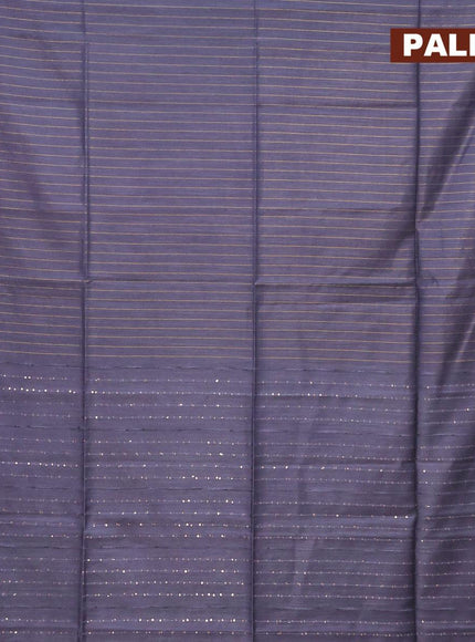 Semi tussar saree grey with allover zari woven stripes pattern and zari woven border & embroidery work blouse