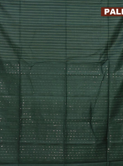 Semi tussar saree green with allover thread weaves and sequin work pallu & embroidery work blouse