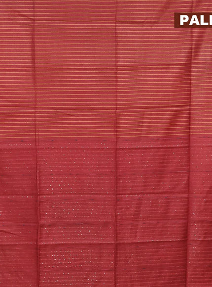 Semi tussar saree maroon with allover thread weaves and sequin work pallu & embroidery work blouse