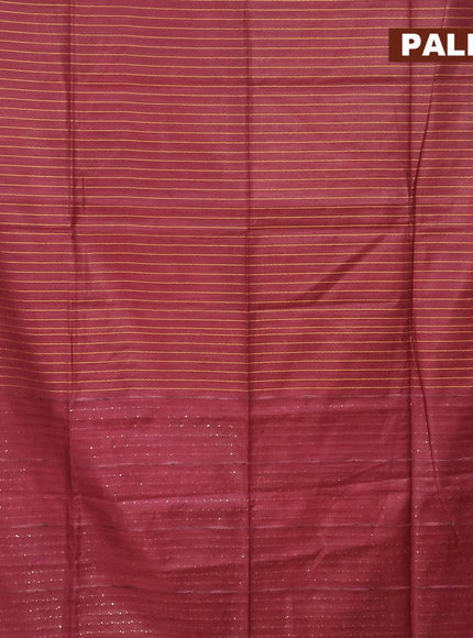 Semi tussar saree maroon with allover thread weaves and sequin work pallu & embroidery work blouse