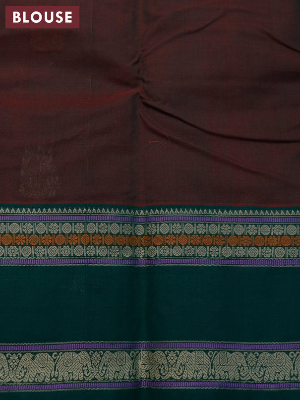 Kanchi cotton saree manthulir green and green with thread woven buttas and rettapet thread woven border