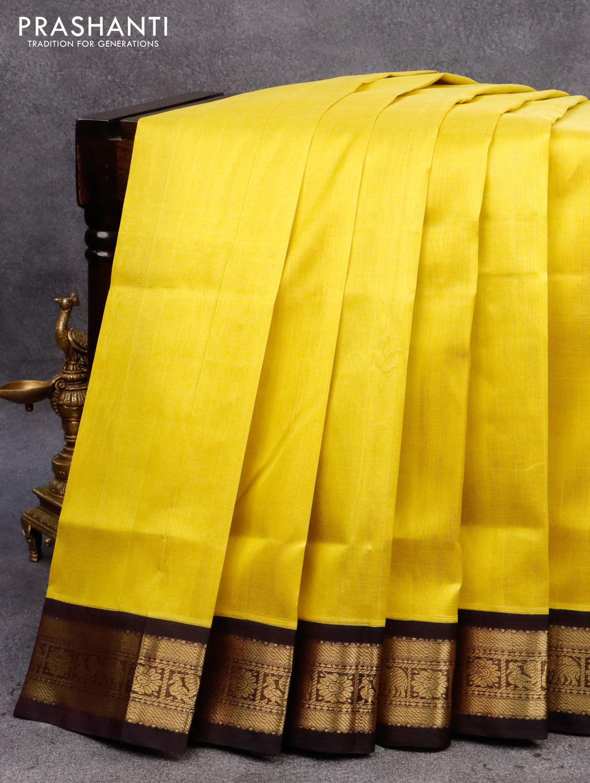 Banarasee Handwoven Pure Silk Cotton Saree With Zari Buti & Border-Dee