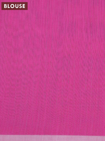 Maheshwari silk cotton saree pink with allover zari stripes pattern and piping border