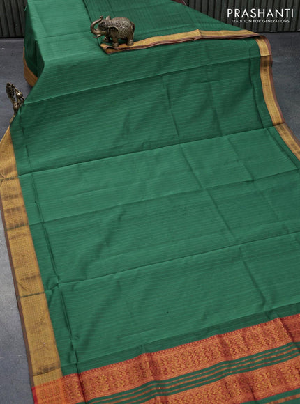 Maheshwari silk cotton saree green with plain body and zari woven border