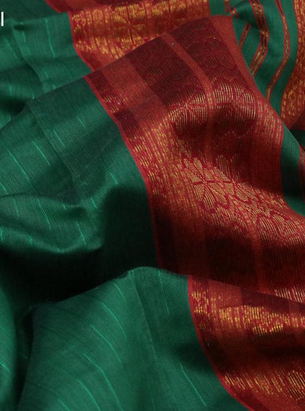 Maheshwari silk cotton saree green with plain body and zari woven border