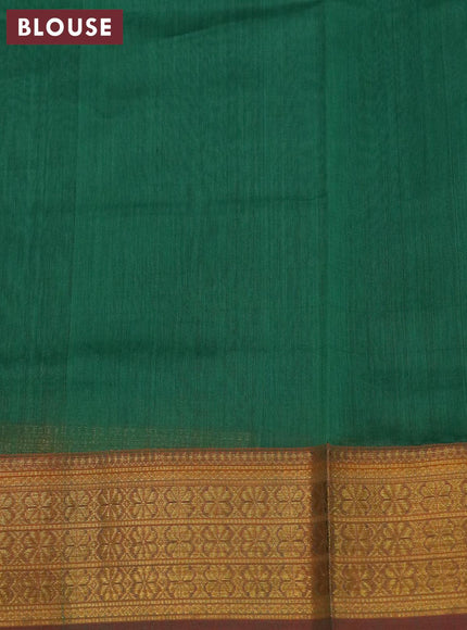 Maheshwari silk cotton saree green with plain body and zari woven border