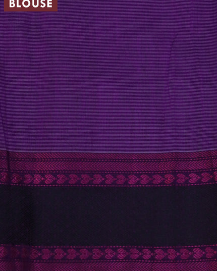 Maheshwari silk cotton saree grey shade and violet with allover thread stripes pattern and thread & zari woven border