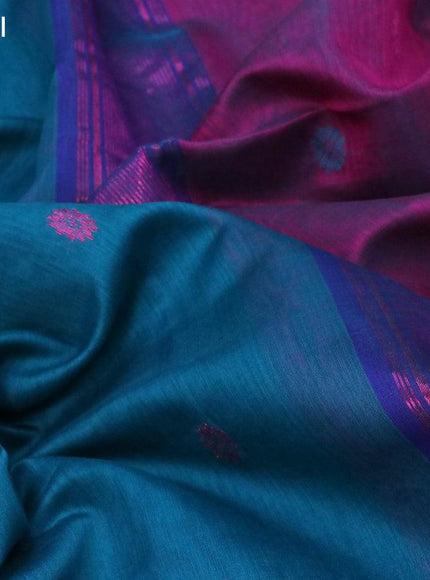 Maheshwari silk cotton saree peacock green and purple with zari woven buttas and zari woven border