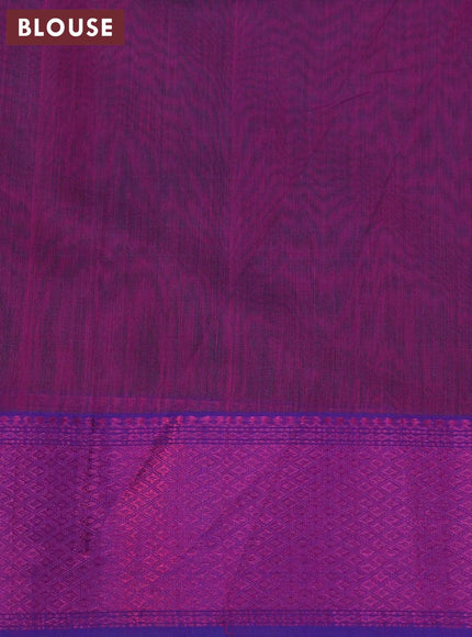 Maheshwari silk cotton saree peacock green and purple with zari woven buttas and zari woven border