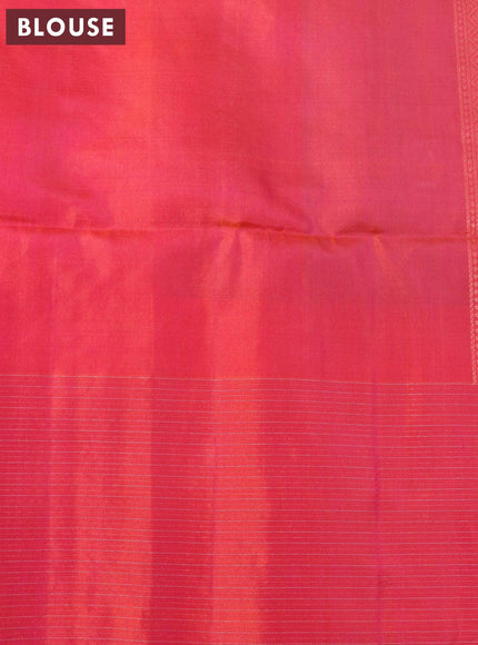 Pure soft silk saree teal blue and dual shade of pink with plain body and long zari woven border