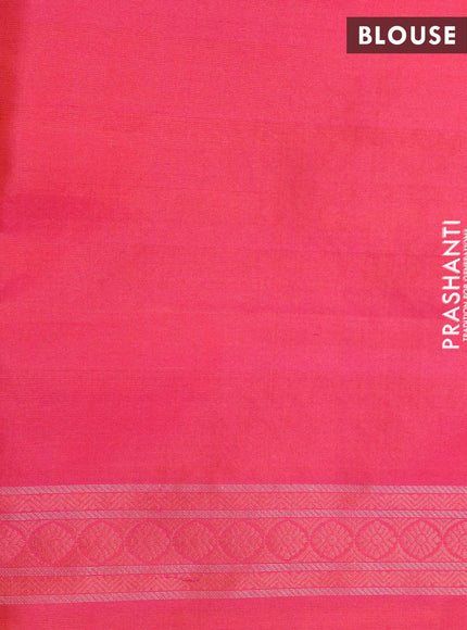 Pure soft silk saree mango yellow and dual shade od pinkish orange with allover silver & copper zari weaves and silver & copper zari woven butta border