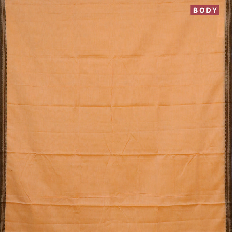 Narayanpet cotton saree pale orange with plain body and thread woven border