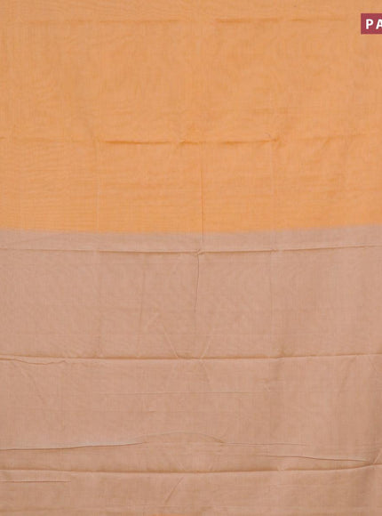 Narayanpet cotton saree pale orange with plain body and thread woven border