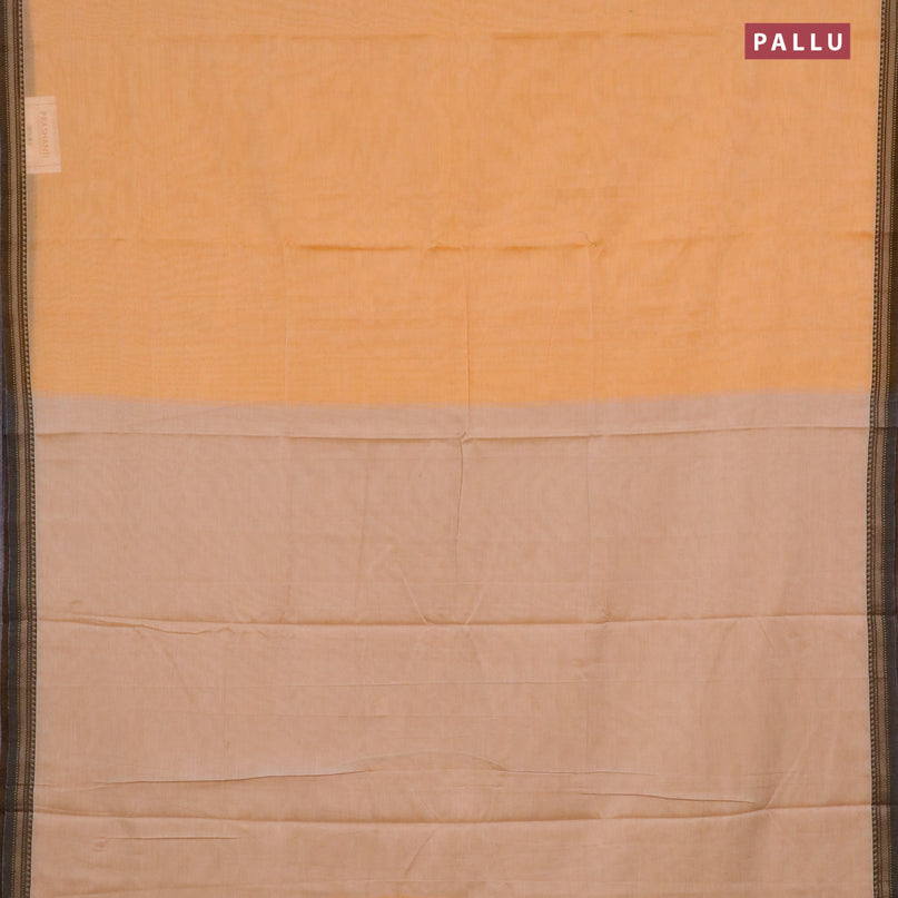 Narayanpet cotton saree pale orange with plain body and thread woven border