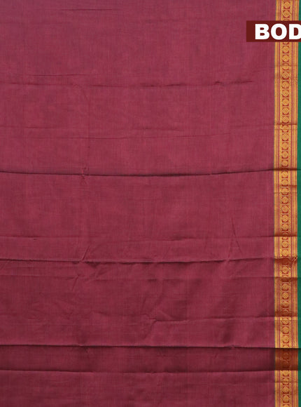 Narayanpet cotton saree mauve pink and green with plain body and rettapet rudhraksha zari woven border