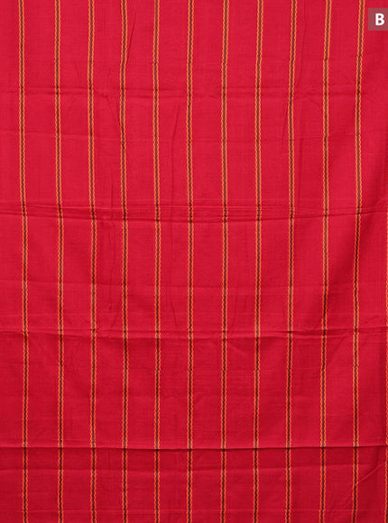 Narayanpet cotton saree red and orange with allover thread weaves and piping border