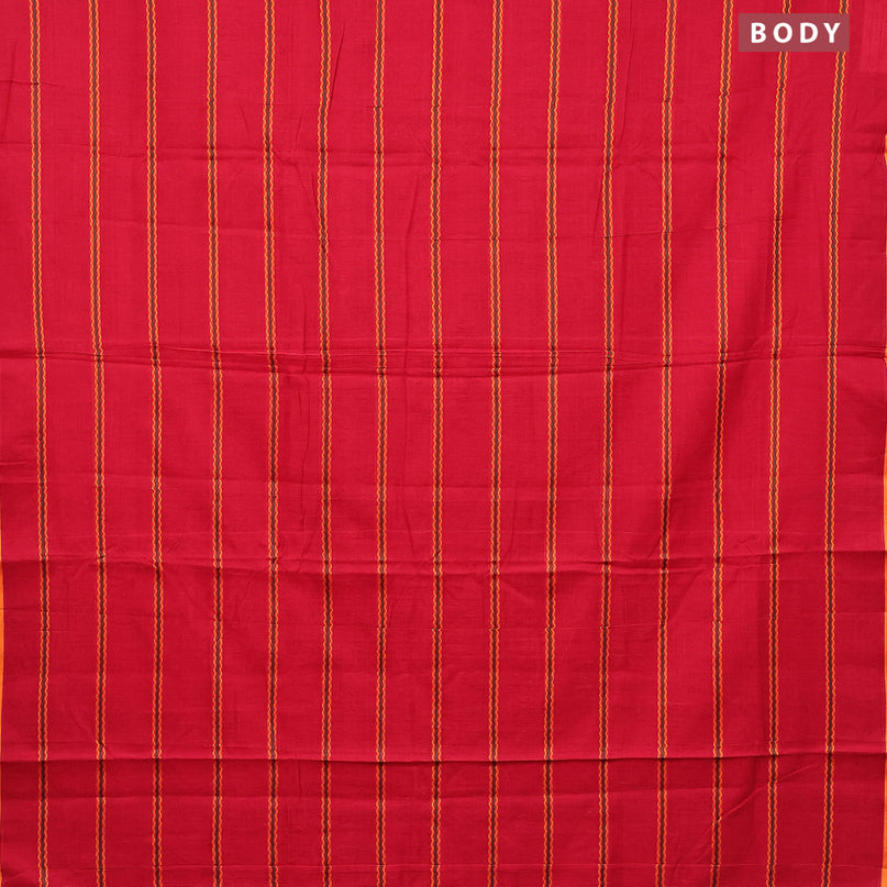 Narayanpet cotton saree red and orange with allover thread weaves and piping border