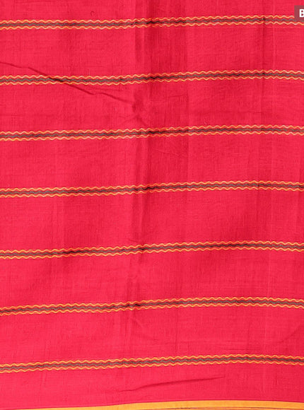 Narayanpet cotton saree red and orange with allover thread weaves and piping border