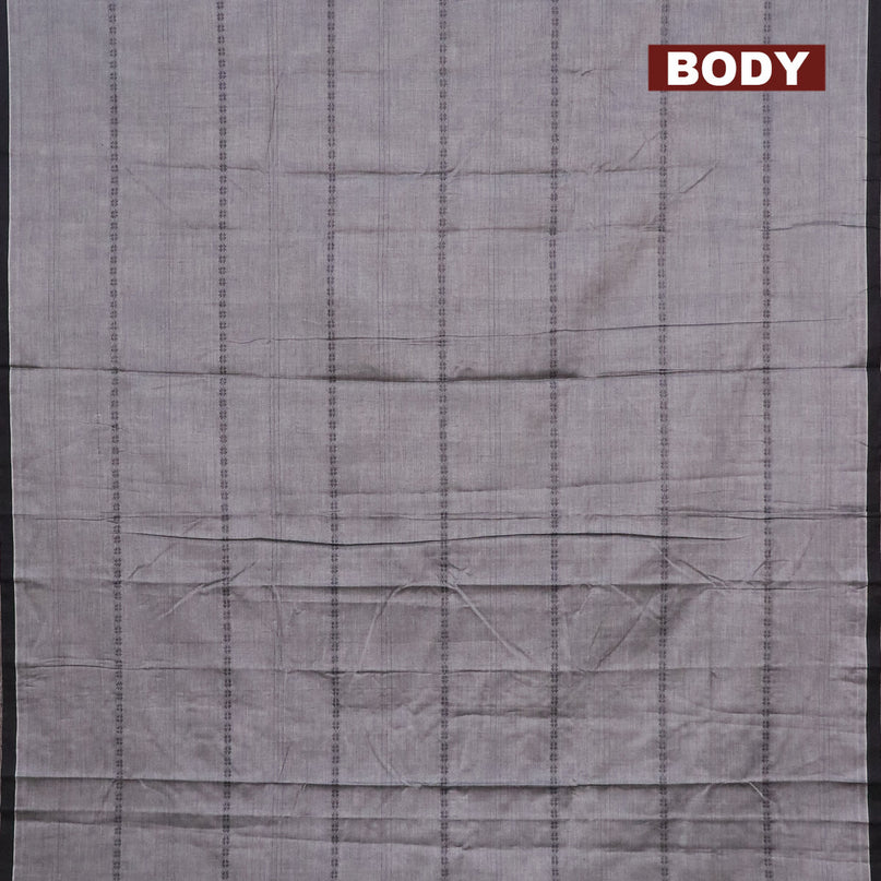 Narayanpet cotton saree grey and black with allover thread weaves and piping border