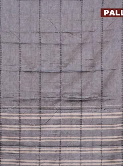 Narayanpet cotton saree grey and black with allover thread weaves and piping border