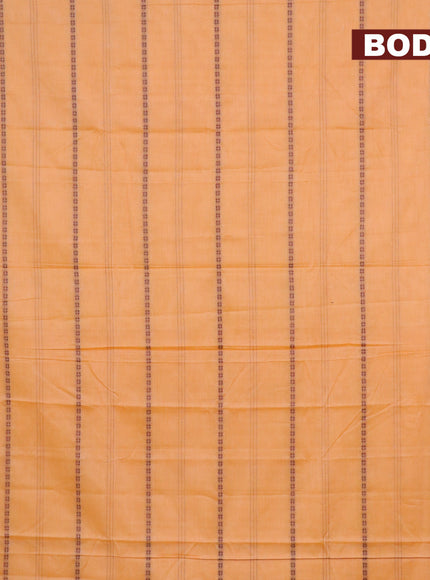 Narayanpet cotton saree pale orange and dark mustard with allover thread weaves and piping border