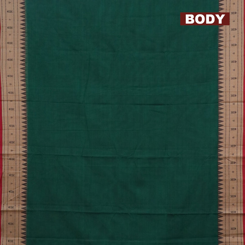 Narayanpet cotton saree green and maroon with plain body and thread woven border