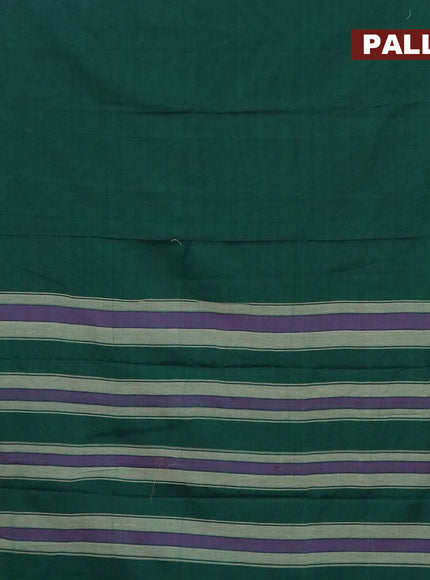 Narayanpet cotton saree green and maroon with plain body and thread woven border