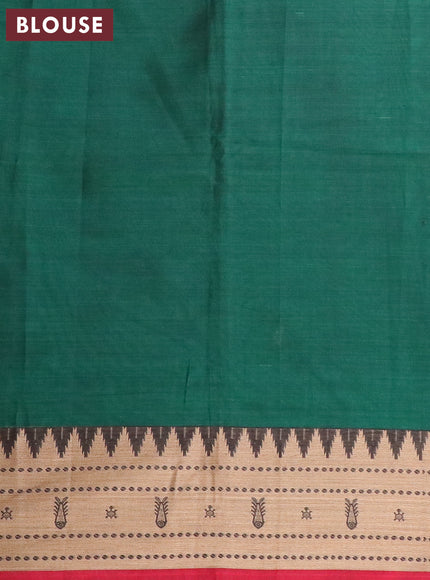 Narayanpet cotton saree green and maroon with plain body and thread woven border