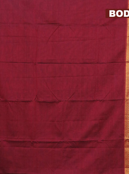 Narayanpet cotton saree maroon and green with plain body and zari woven border