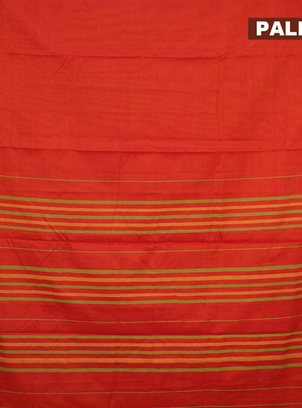 Narayanpet cotton saree sunset orange and pink with plain body and thread woven border