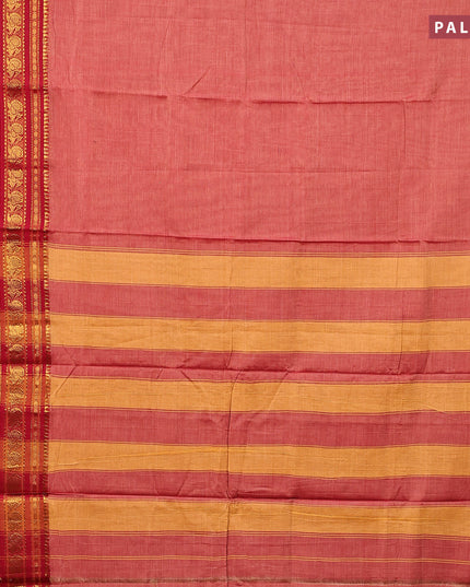Narayanpet cotton saree red shade and red with plain body and long annam zari woven border