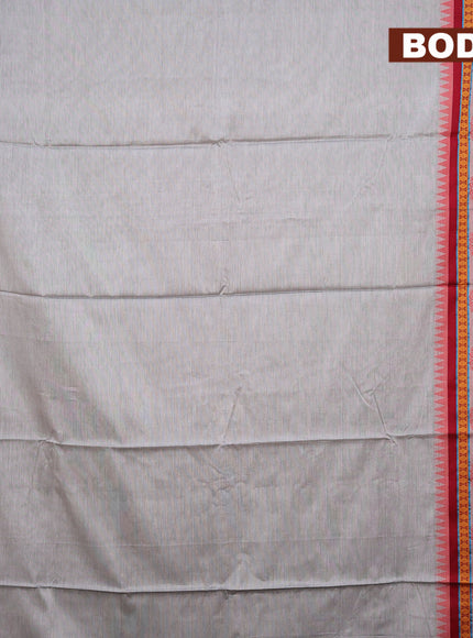 Narayanpet cotton saree grey and maroon with plain body and thread woven butta border