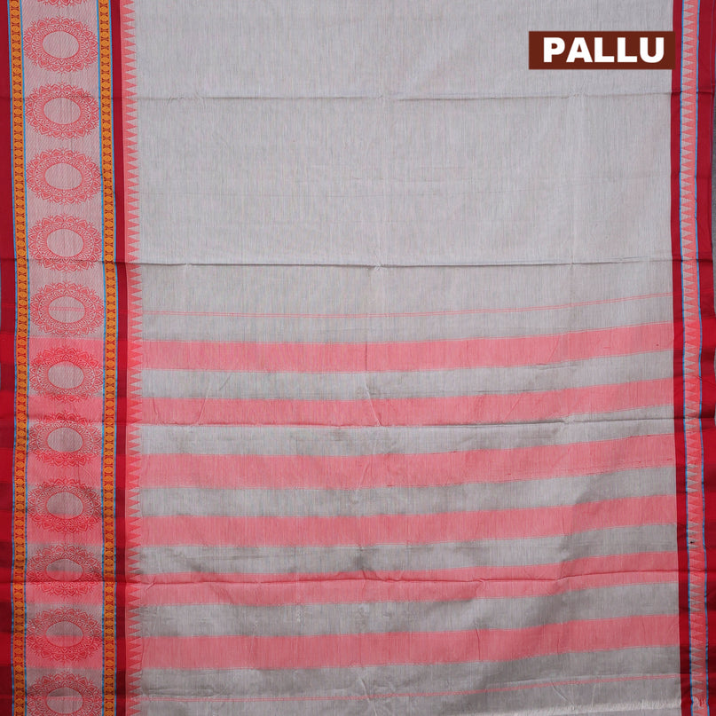 Narayanpet cotton saree grey and maroon with plain body and thread woven butta border