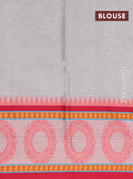 Narayanpet cotton saree grey and maroon with plain body and thread woven butta border