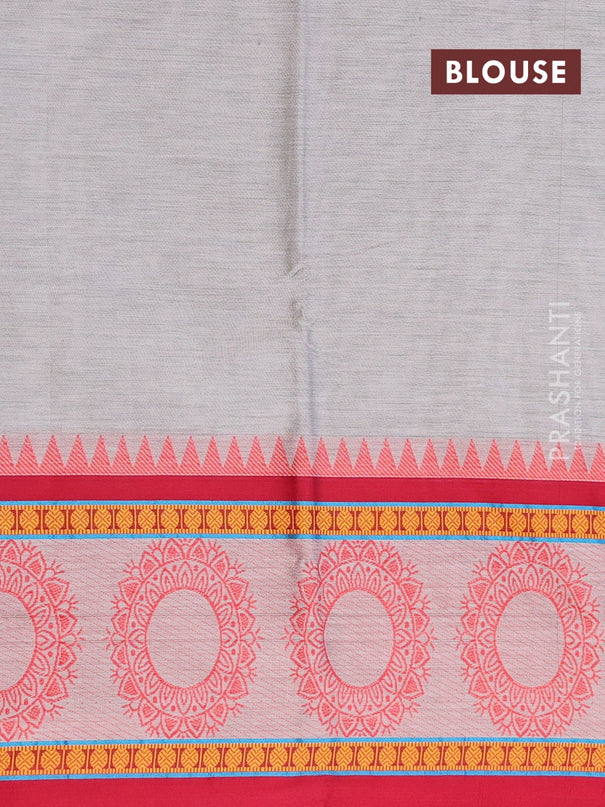 Narayanpet cotton saree grey and maroon with plain body and thread woven butta border