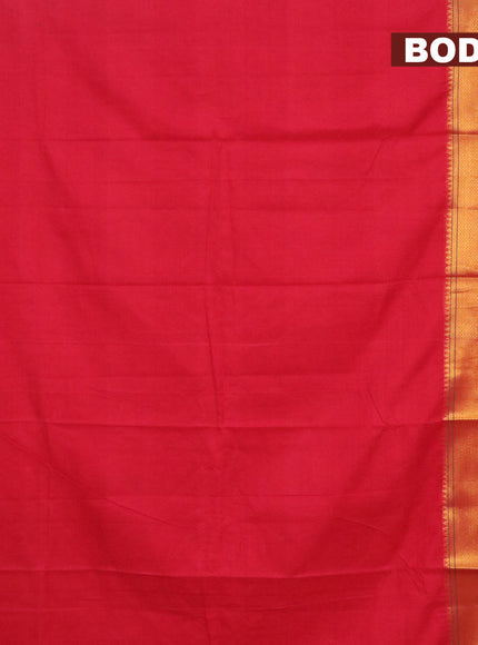 Narayanpet cotton saree red and green with plain body and long zari woven border