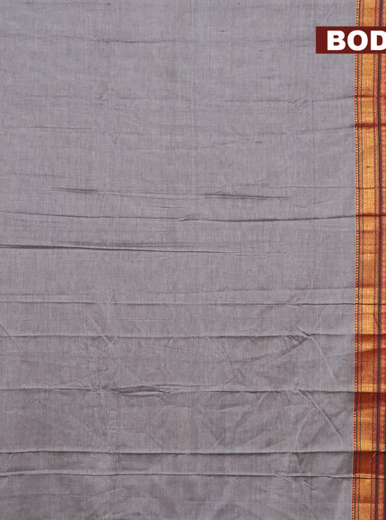 Narayanpet cotton saree grey and black with plain body and rettapet zari woven border