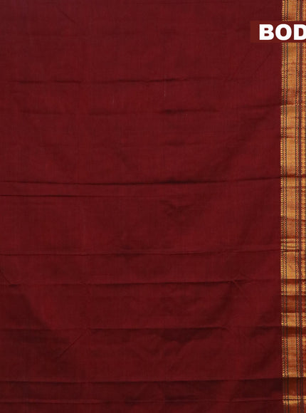 Narayanpet cotton saree maroon and mustard yellow with plain body and rettapet zari woven border