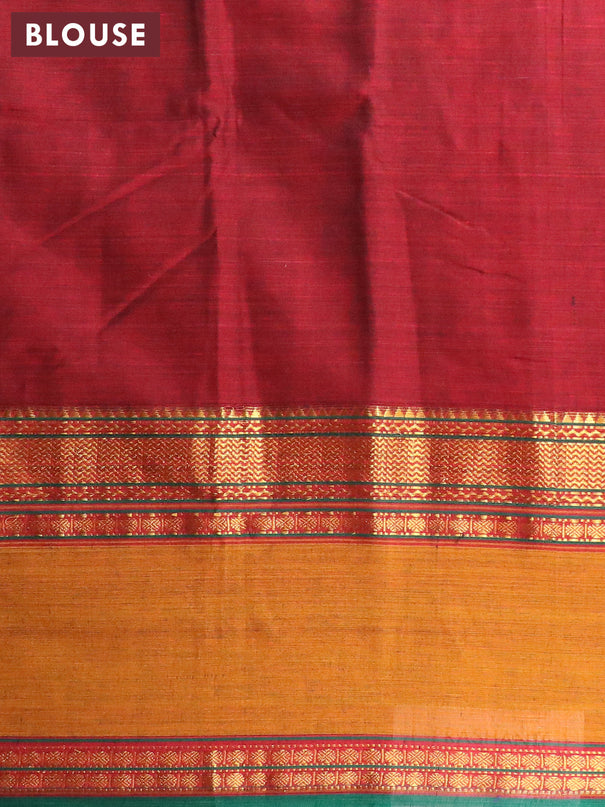 Narayanpet cotton saree maroon and mustard yellow with plain body and rettapet zari woven border