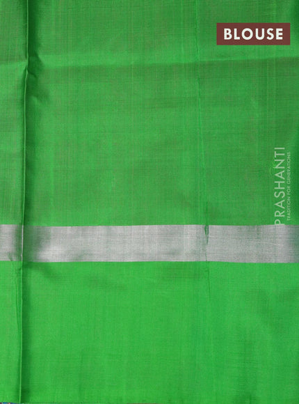 Pure uppada silk saree pink and green with allover thread & silver zari woven floral buttas and zari woven simple border