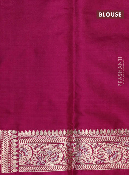 Pure banarasi uppada silk saree purple with allover zari woven brocade weaves and zari woven border