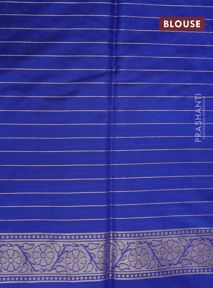 Pure banarasi uppada silk saree blue with allover geometric weaves and zari woven border