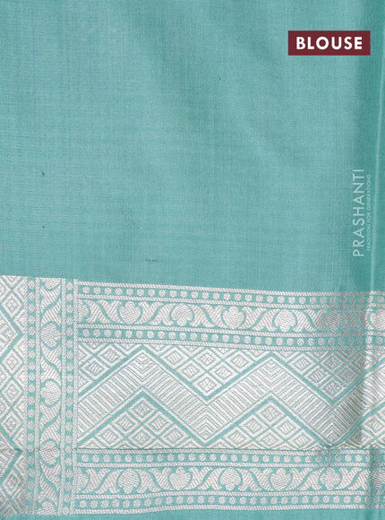 Pure banarasi uppada silk saree pastel blue with allover zari woven floral weaves and zari woven border