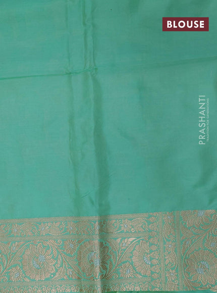 Pure banarasi uppada silk saree pastel green with allover zari woven floral weaves and zari woven border