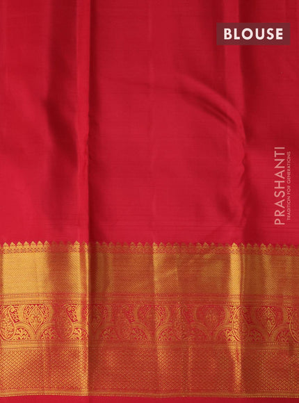 Pure kanjivaram silk saree candy pink and red with allover zari woven brocade weaves and long zari woven border