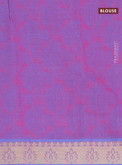 Coimbatore cotton saree dual shade of blue and dual shade of purple with allover self emboss and thread woven border